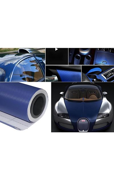 ESEMİZ Dark Blue 3d Patterned - Durable Carbon Foil with Air Duct (20x152cm)
