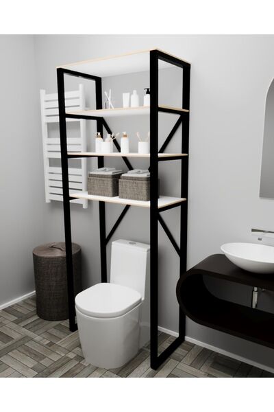 eportatif Klozet Üstü Düzenleyici Raf Banyo Düzenleyici Klozet Üstü Raf Banyo Raf Dolap Beyaz