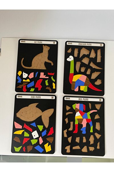 lumos dekor Dinosaur, Cat, Dog and Fish - Set of 4 Cute Animal Puzzles