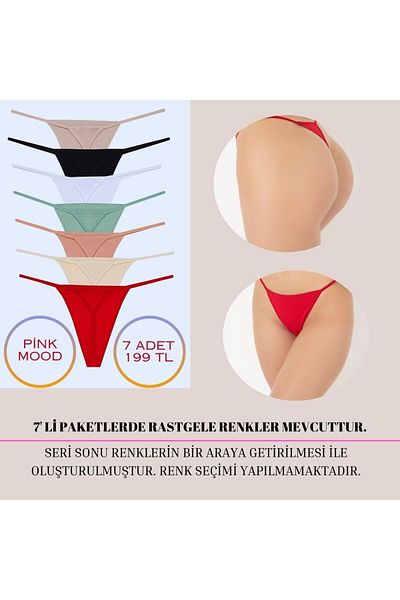 pink mood Triangle Thong 7 Pack