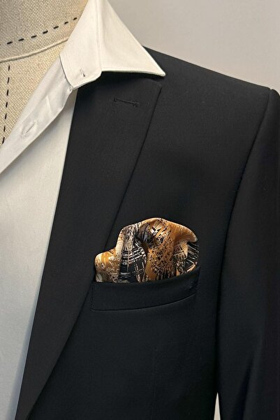 Kravatkolik Μαύρο - Κίτρινο Μοτίβο Ανδρικό Μαντήλι Τσέπης SPS640-120