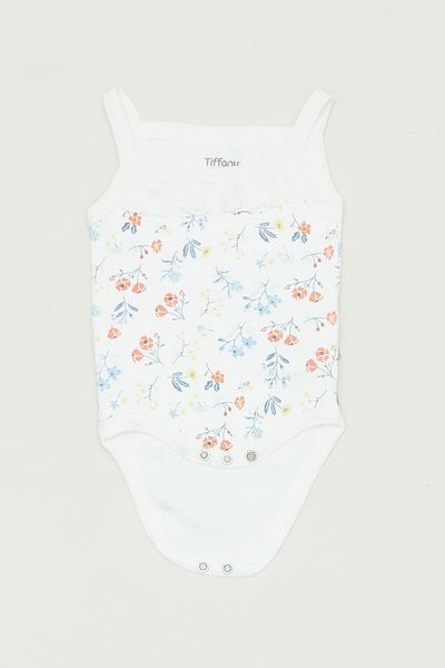 Fulla Moda Floral Patterned Frilly Bodysuit for Girls