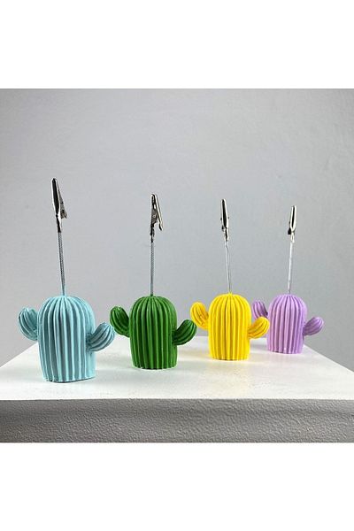 oasis decoration Cactus Note Holder Set of 4 (green - Yellow - Lilac - Mint)