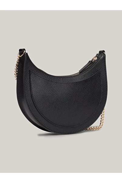 Tommy Hilfiger Kadın Zincirli Logo Detaylı Siyah Omuz Çantası AW0AW17060-BDS