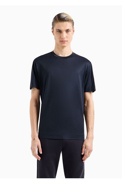 Emporio Armani Tricou pentru bărbați bleumarin - croială normală, bumbac, mânecă scurtă, cu logo-ul mărcii 6D1TD6 1JOSZ-0920