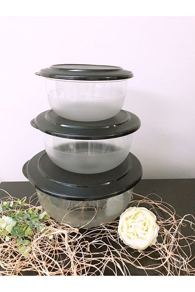 Tupperware Crystal Set Black 3 Pieces