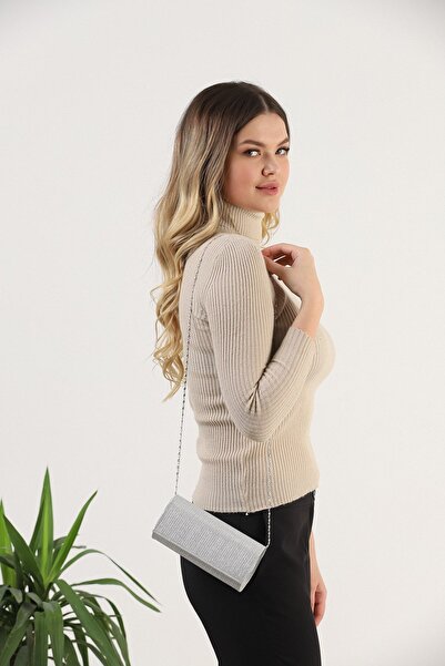 efnanstore Ασημί Glitter Βραδινή Τσάντα Clutch Τσάντα Clutch Bag