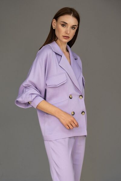 ST COLETTE BR Violet Premium Lyocell Lila Kruvaze Ceket