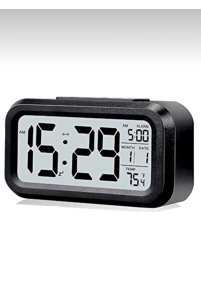 EMİN ENSAR HOME Ögrenci Dijital Masa Saati Siyah-Beyaz Alarmlı Işıklı Termome...