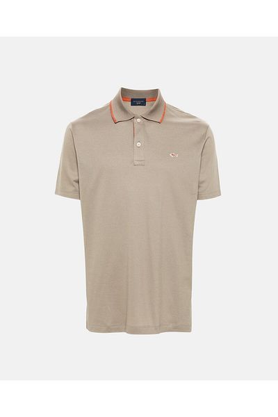 PAUL&SHARK Tricou cu mânecă scurtă din bumbac cu gât polo pentru bărbați - crem 14311716 -128