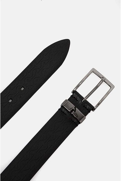 PAUL&SHARK Men's Black Leather Belt - Embossed and Adjustable, Brand 14316035 -011