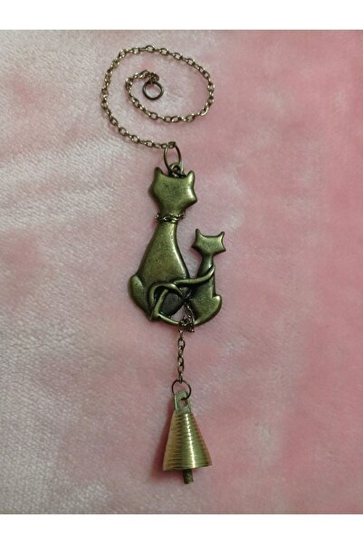 PİRAMİGO Pirinç Rüzgar Çanı Kapı Zili Cat Art - Zilli Pisiler