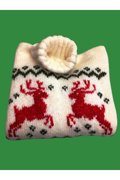 Işin Tasarım Ecru Colored Wool Sweater with Deer