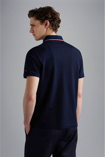 PAUL&SHARK Tricou cu gât polo pentru bărbați albastru închis - mânecă scurtă, țesut, casual, 14311715 -050
