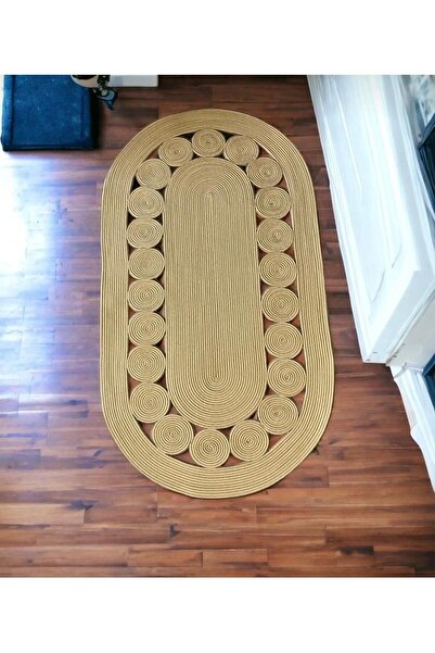 JÜTEX HOME jüt hasır el örgüsü halı kilim yıkanabilir çift taraflı oval