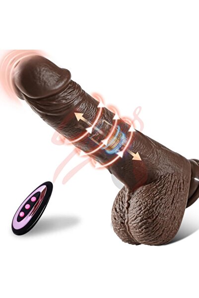 Erotica İleri Geri ve Dönme Hareketli Isıtmalı Realistik  Yapay Penis Vibratör Thrusting Dildo 25 CM