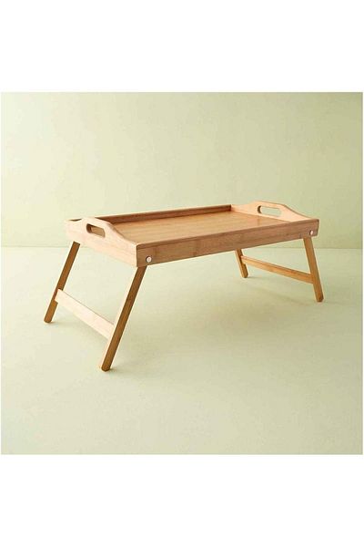 Evonox Bamboo Bed Enjoyment Serving Tray with Folding Legs, Wooden Bed Tray
