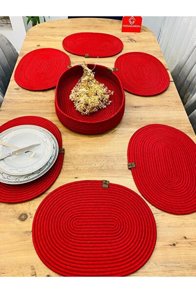 JÜTEX HOME Set de 7 plăci ovale și coșuri din răchită din iută