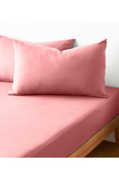 Sabia طقم ملاءات سرير مزدوج من القطن العضوي - 140x200 سم، ارتفاع 30 سم، مطاط، 62 خيط (155 TC)