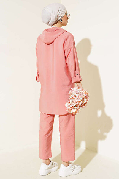 VOLT CLOTHİNG Metal Buttoned Hooded Hijab Double Women's Set