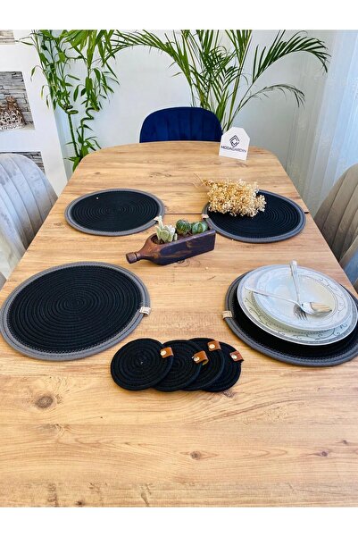 JÜTEX HOME 8 bucăți plăci și subțire din răchită de iută - serviciu american