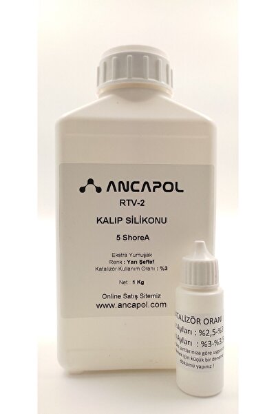 Ancapol 5 Shore Transparan Rtv2 1.kalite Kalıp Silikonu 1 Kg
