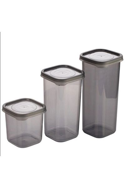ORGANİZERS 3 Pieces Square Jar Plastic