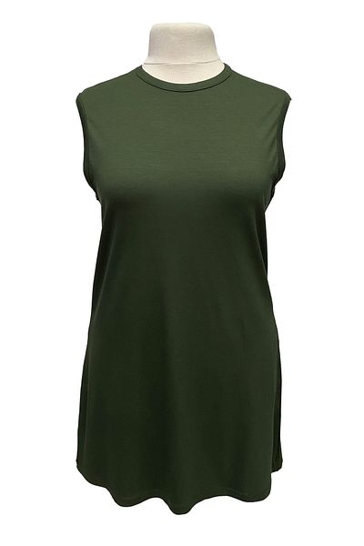 Giyinen Mağazaları Green Zero Sleeve Slim Fit Round Collar Combed Cotton Underwear Tunic