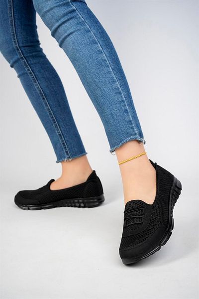 Deripabuc Black Women's Sports Ballerina Walking Shoes Çpç-0004