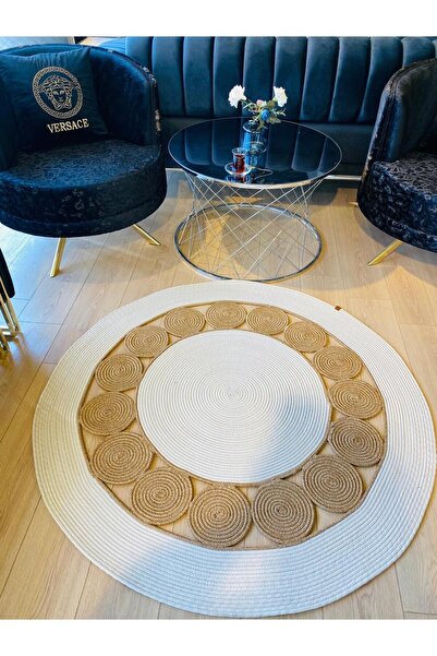 JÜTEX HOME jüt Hasır görünümlü Desenli Modern El Örgüsü daire Halı Kilim