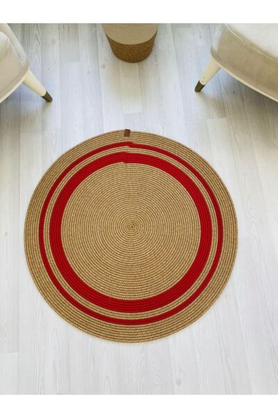 JÜTEX HOME jüt Hasır görünümlü Desenli Modern El Örgüsü daire Halı Kilim