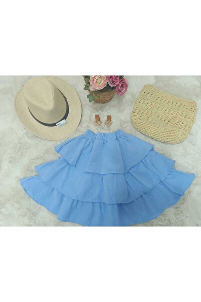 BRGCLOTHING Fusta mini din in cu talie elastica