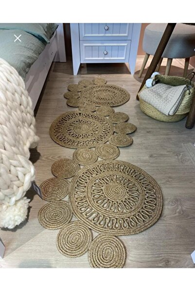 jute Straw look Patterned Modern Hand Knitted spiral Carpet Rug