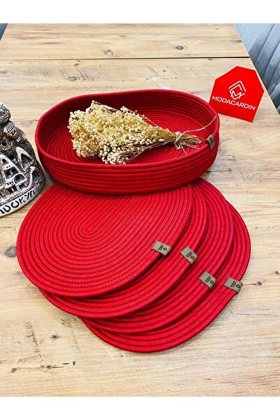 JÜTEX HOME jüt hasır amerikan servis oval supla ve sepet 5 li