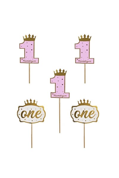 Öztürkpartievi 1 Year Old One Pink Gold Speech Bubble