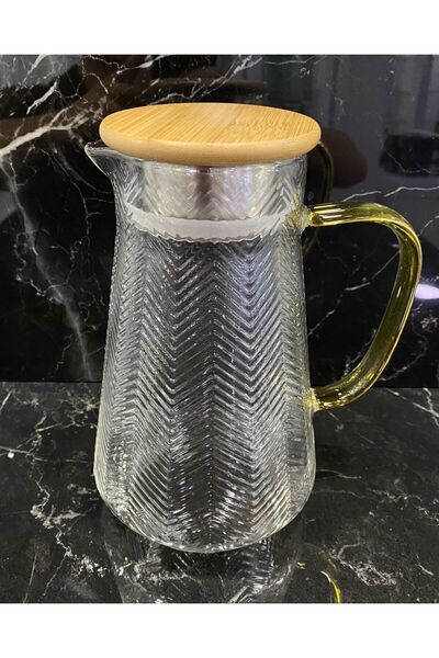 Tekbir TEKBİR BAMBU KAPAKLI 1500ML CAM SÜRAHİ