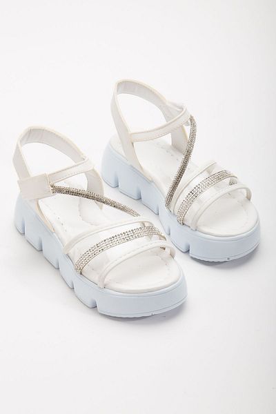 BDKButik Girl's High Sole Velcro Stone Sandals