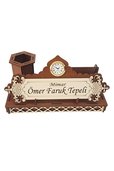 Sanat Hediyelik Kişiye Özel Ahşap Masa Üstü Isimlik, Saatli, Isimli, Öğretmen...