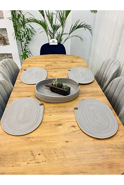 JÜTEX HOME Set de 5 plăci ovale și coșuri din răchită din iută