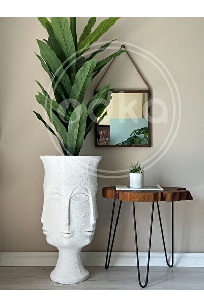 odka Binbir Surat Fiber Saksı Beyaz H:77cm Çap:38cm Derinlik: 40cm