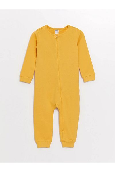LC Waikiki Lcw Baby Baby Boy Jumpsuit - Light Beige Printed, Crew Neck, Long Sleeve Set of 2