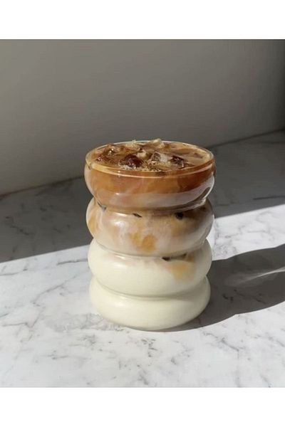 SALPHOME Pinterest Cup / Striped Glass Pinterest Cup