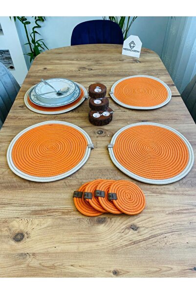 JÜTEX HOME 8 bucăți plăci și subțire din răchită de iută - serviciu american