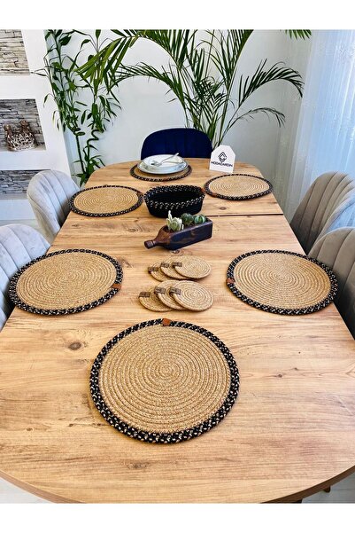 JÜTEX HOME 13-частова американска чиния за сервиране от юта - подложки и кошница