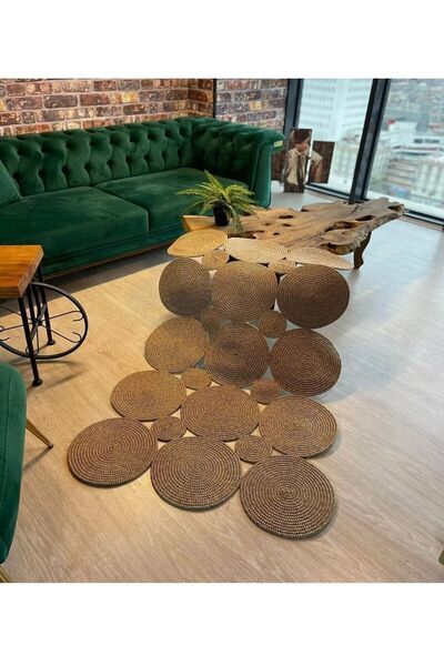 JÜTEX HOME jüt hasır el örgüsü halı kilim yıkanabilir çift taraflı oval