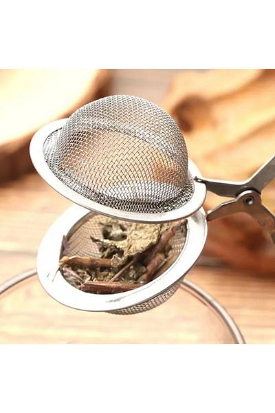 Mahmood Tea Stainless Steel Tea Strainer with Tongs - With Brewing Decoration