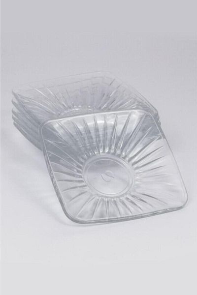 Paşabahçe 54321 Engraved Square Tea Plate Set of 6