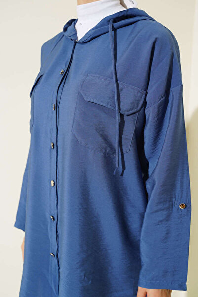 VOLT CLOTHİNG Kadın Metal Düğmeli Kapüşonlu Tesettür İkili Takım