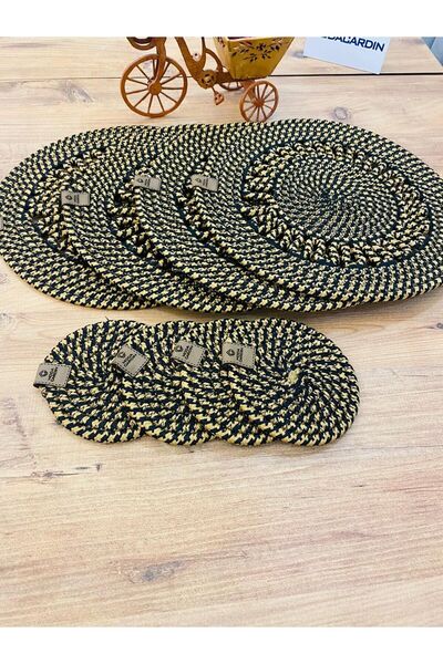 JÜTEX HOME 8 bucăți plăci și subțire din răchită de iută - serviciu american