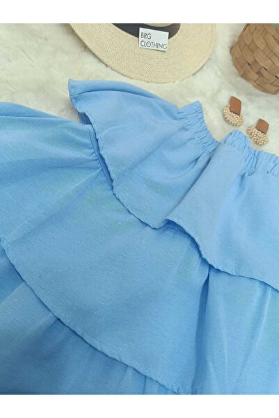 BRGCLOTHING Fusta mini din in cu talie elastica